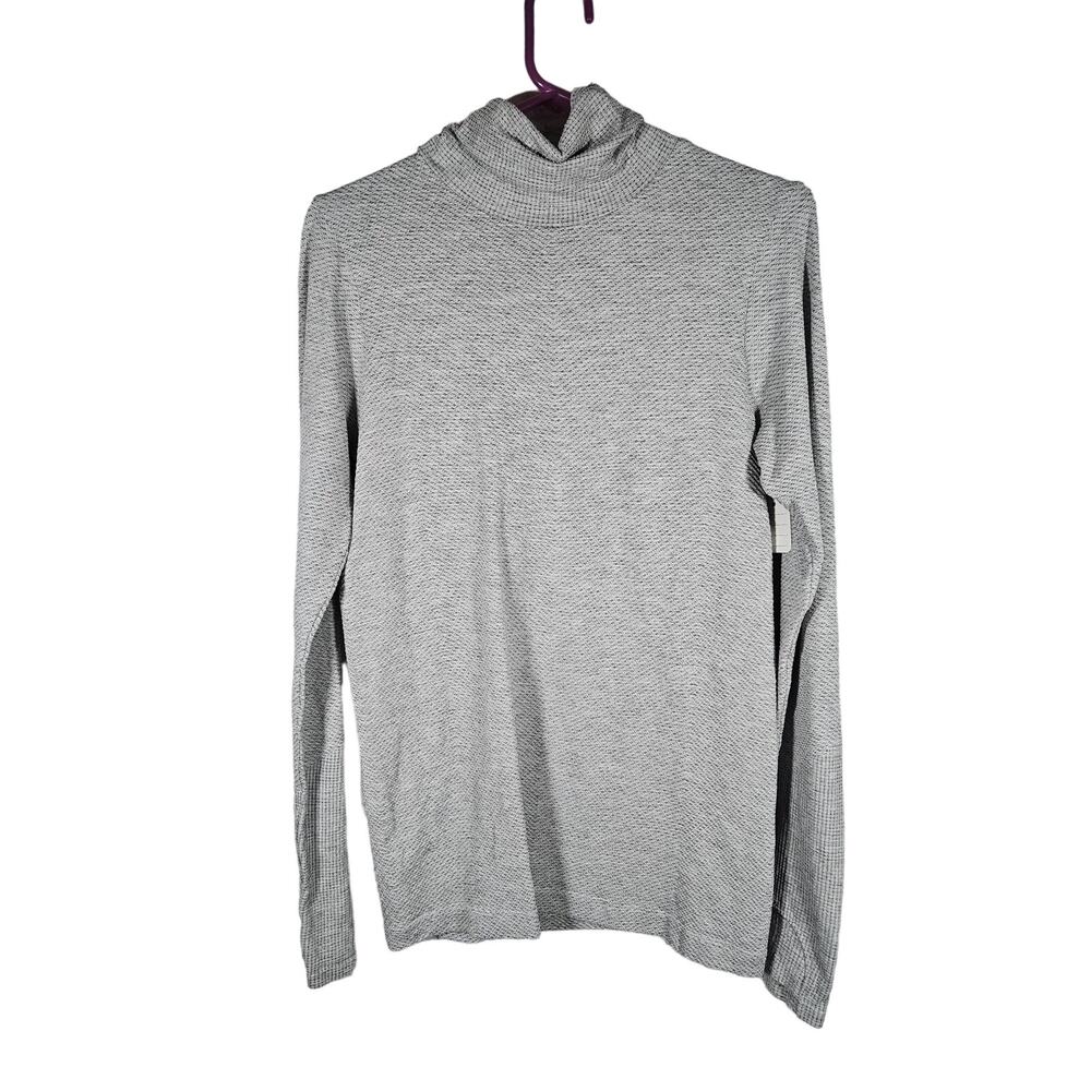 Athleta Womens Gray‎ Running Top Thumb Holes Size Medium Waffle Pattern